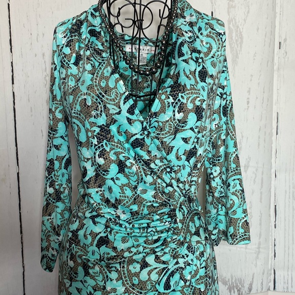 Teal Wrap Dress - Picture 4 of 8